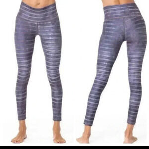 Sol & Mane Women Purple Cora Concrete Striped Workout Yoga Leggings(M)